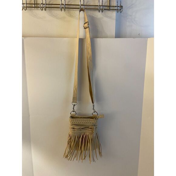 Claire SW Western Mini Crossbody Beige Fringes 8"x6" Faux Leather - Picture 2 of 6